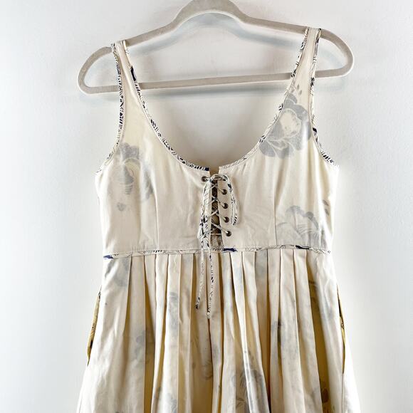 Anthropologie Moulinette Soeurs Floral Cotton Fit and Flare Mini Dress Cream 8 - Picture 5 of 8